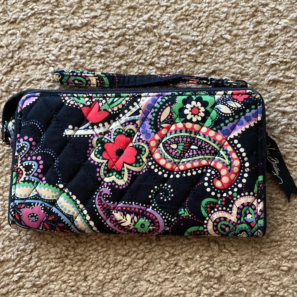 Vera Bradley large black paisley floral wallet